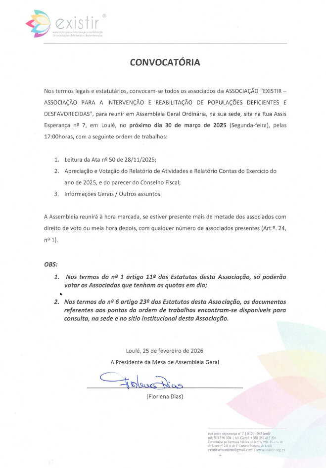 Convocatória Assembleia Geral